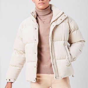 Forever 21 Men’s Beige Corduroy Puffer Jacket